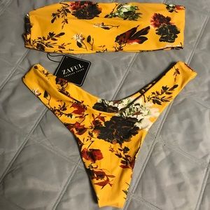 Mustard Floral Small Swimsuit